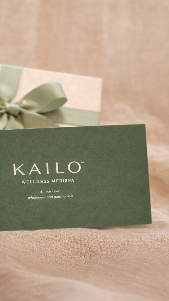 Kailo Wellness MediSpa card on a beige fabric background